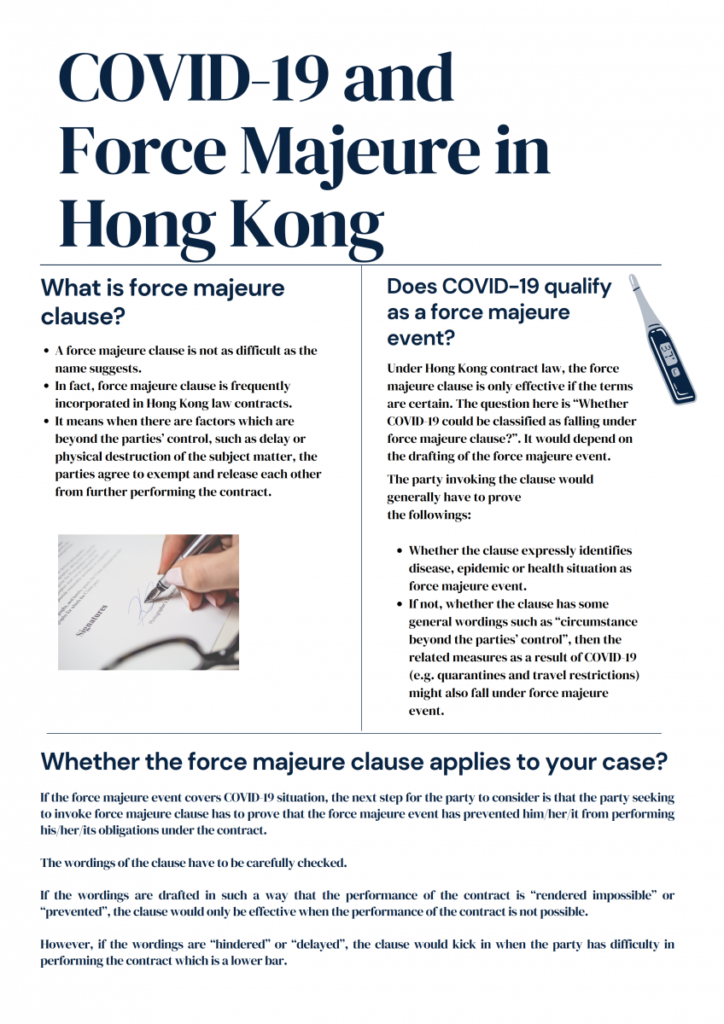 COVID-19 and Force Majeure in Hong Kong - part 1