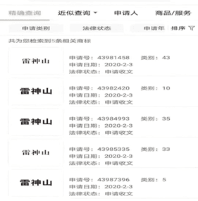 Applications for 雷神山